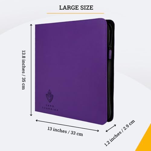 Card Guardian 12 Pocket Premium Binder with Zipper, Purple - color: Purple