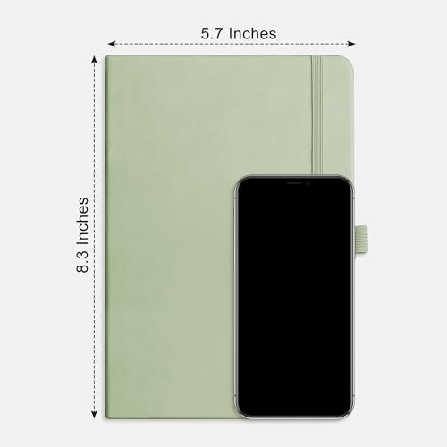RETTACY Dotted Journal Notebook, 320 Numbered Pages, A5 (5.7'' × 8.3'') - color: Light Green
