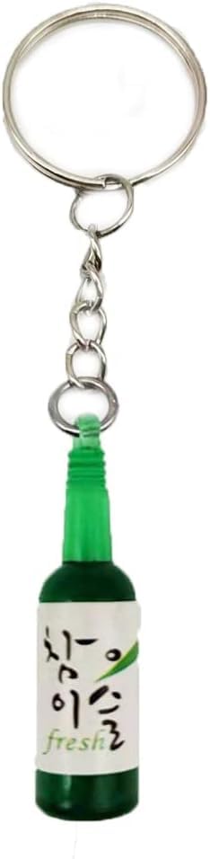 Green Soju Cans Keychain Fashion Drink Soju Bottle Keychain 6 Colors Simulation Resin Beer Wine Trinket Keyring Pendant Jewelry,Korean Keychains, Women Accessories，Keyrings, Keychains and Charms