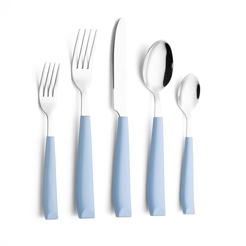 ANNOVA Silverware Set Stainless Steel Colorful Handle Tableware Kitchen Flatware Set Utensils, Includes Dinner Knives, Forks, Spoons, Salad Forks & Dessert Spoons (Light Blue25, 20 Pieces) - color: Light Blue25 20Pieces