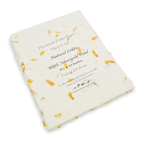 Handmade Lokta Deckle-Edge Printer Paper 8.5x11 (25 Sheets, Marigold) - color: Marigold