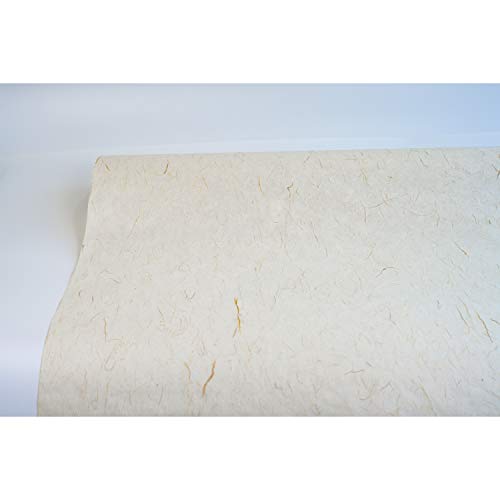 Korean Traditional Mulberry Paper HanJi Unbleached Non-Whitening Acid Free Eco-Friendly ChangHoJi Fiber Strands Texture for Wallpaper Decoration Shoji Screen Window Cover 35.8" x 787.4"