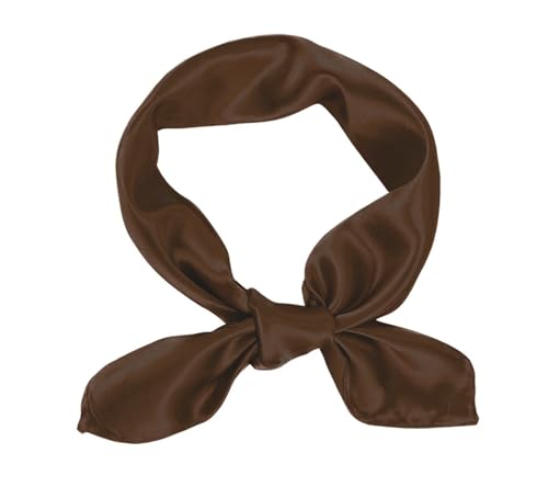 1 Piece of Square Satin Scarf Wrap Ribbon Neck Scarfs Halloween Retro Costume (23.62" x 23.62") - color: Light Coffee