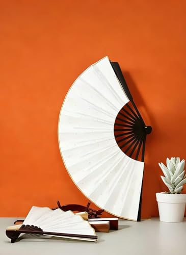 Traditional Chinese Calligraphy and Painting Fan - 10inch Folding Fan, Equipped with Gold-Dotted Xuan Paper, Suitable for Hand Painting, Decoration, and Collection，1Pcs