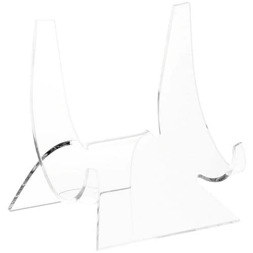 Plymor Clear Acrylic Double-Scoop Display Easel, 4.875" H x 4.75" W x 4" D - size: 4.875" x 4.75" x 4"