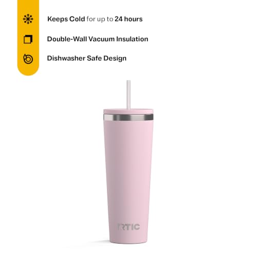 RTIC 28oz Everyday Tumbler, Insulated, Ceramic Lined, Pale Pink - color: Pale Pink, size: 28 Ounces