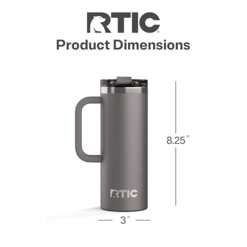 RTIC 20oz Road Trip Travel Mug with Lid and Handle, Ceramic Lined, Graphite - color: Graphite, size: 20 Ounces
