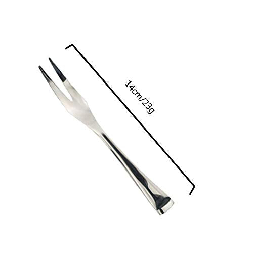 JASHII 18/10 Stainless Steel 6 Piece Mirror Polished Silver Steak Fruit Fork Silverware Server Utensil Set 14CM - color: Fruit Fork