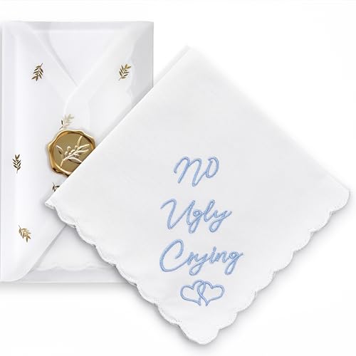 Mother of the Bride Gifts Wedding Handkerchief Keepsake - color: No Ugly Crying, style: Gold Olive Leaf