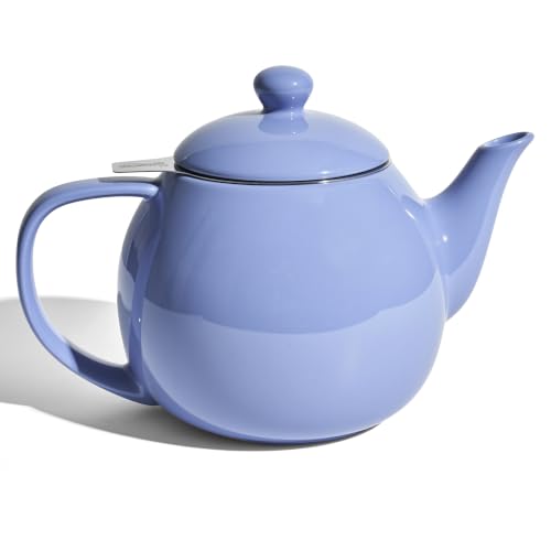 Sweese Porcelain Teapot 27 oz with Infuser for Loose Leaf Tea, Dusty Blue - color: Dusty Blue, size: 27oz (with infuser)
