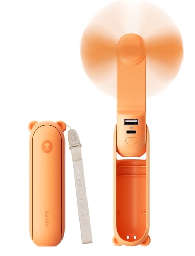 JISULIFE 3 IN 1 Portable Fan with Power Bank & Flashlight Featured - color: Tropical Coral
