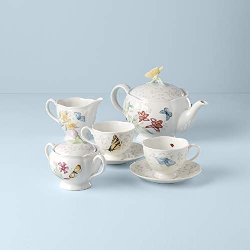 Lenox Butterfly Meadow Porcelain Teapot and Tea Cup Set, 9-Piece, 48oz - style: 9-Piece Tea Set