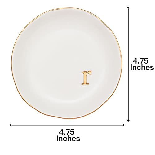 COLLECTIVE HOME Ceramic Jewelry Tray, Trinket Dish, Gifts for Women (R) - color: R