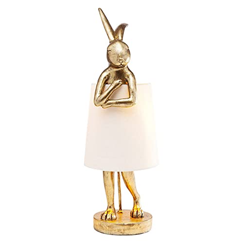 NorDiem LED Bunny Table Lamp, Resin Animal Rabbit Desk Light with Linen Shade, 15.7 Inch Decorative Lamp for Bedroom, Office & Kids Room (15.7" White Shade) - color: 15.7" White Shade