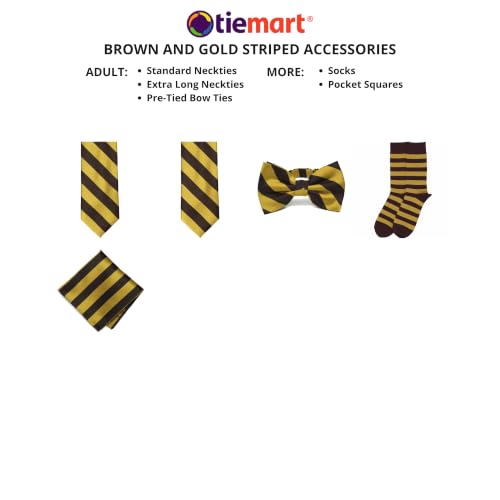 tiemart Men's Socks, Fits Men's Shoe Sizes 8-12 - color: Brown and Gold Striped