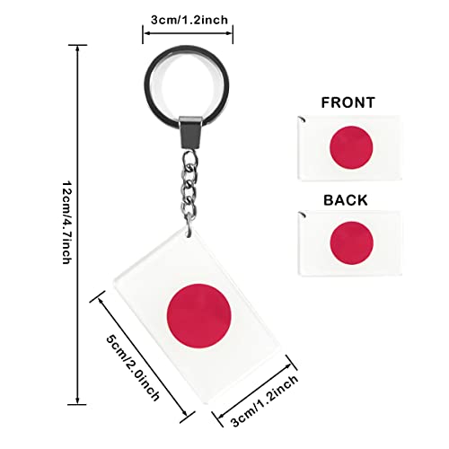 QQSD Japan Flag Keychain Japanese Key Ring, 2 Pack