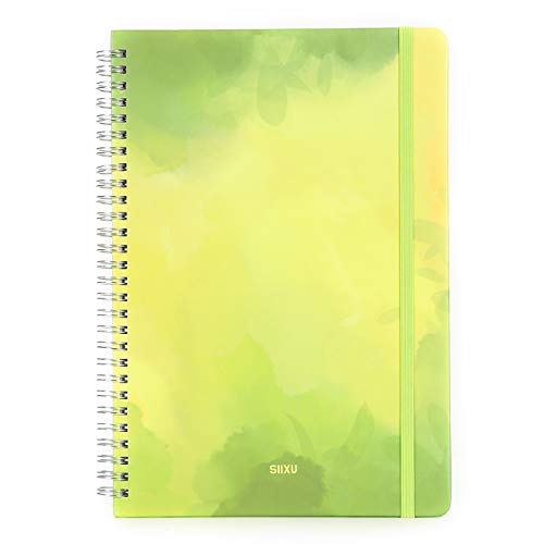SIIXU Spiral Journals for Writing, Color Illustration Notebook With an Elastic Band, Hardcover, 128 Pages, B5, 6.8”x9.8”, Spring - color: Spring