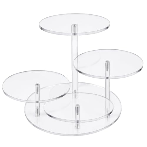 4 Tier Acrylic Display Stand, Clear Display Risers for LEGO Botanicals & Mini Figures, Tabletop Display Shelf for Perfume, Jewelry, Flowers, Collectibles, and Cake – Crystal Clear, Sturdy - color: 4 Tier