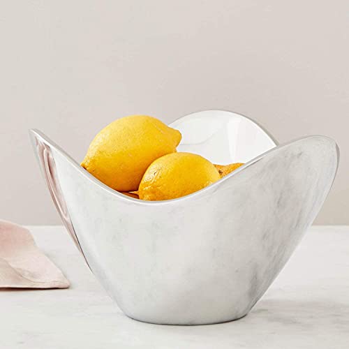 nambe Serve ware Collection Wave Bowl, Silver Serving Bowls, Large Salad Bowls for Kitchen, Entertaining, Side Dishes, Pasta, Dinner Parties, Kitchen Decor, Oven Safe, Easy Clean (9”)
