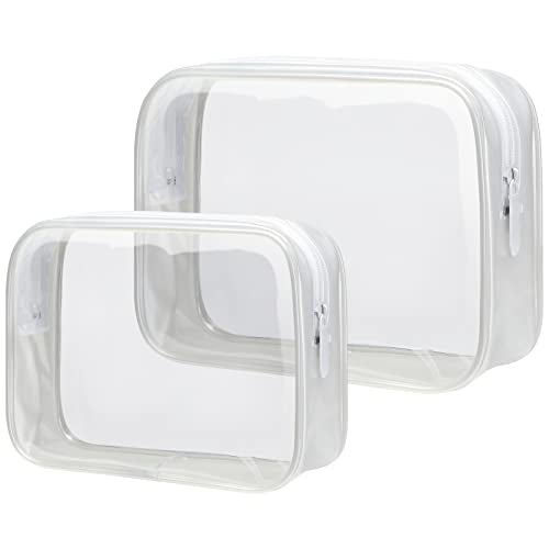 PACKISM Clear Makeup Bag Travel - TSA Approved Toiletry Bag, 2 Matte White - color: Matte White, size: Mixed Size Series (1 Medium + 1 Large)