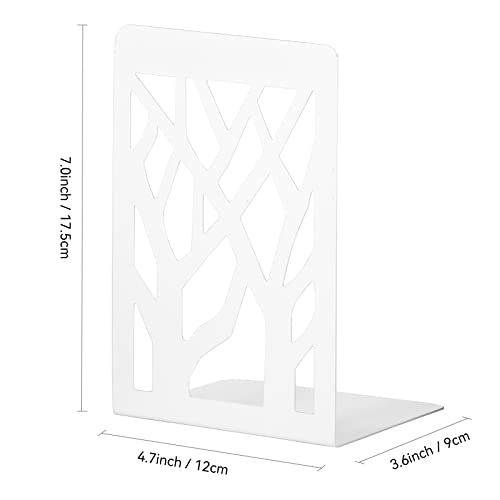 Book Ends for Shelves and Heavy Books - Metal White Bookends 1 Pair - Home Decorative Shelf Holder, Supports, and Stoppers - size: White-1 pair