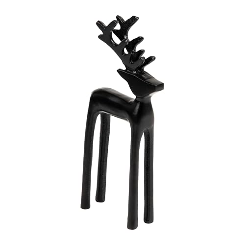 Mind Reader Modern Metal Reindeer Figurine, Sleek Aluminum Winter Holiday Decor, Rustic Contemporary Accent, Black - color: Black Decorative Reindeer
