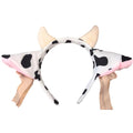 Cow Ears Cow Headband with Golden Bells Ribbon Bows Horns - color: Cow