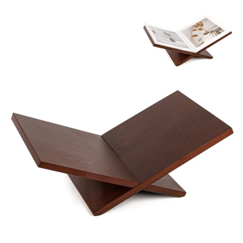PUERSI Open Display Stand, Wooden Large Book Holder, Coffee Table Stand - color: Brown