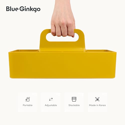 BLUE GINKGO Stackable Organizer Caddy, Long, Yellow, Made in Korea - color: YELLOW, size: Long Rectangle