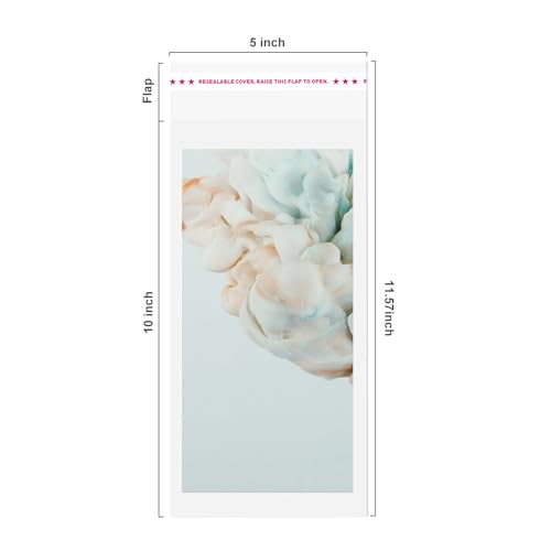 Egofine Self Sealing Cellophane Bags 100 PCS Clear Resealable Sleeves Bags for 5x10 Photo Mats (Bag Size: 5x10 inches) - color: 5"x10"Pack of 100