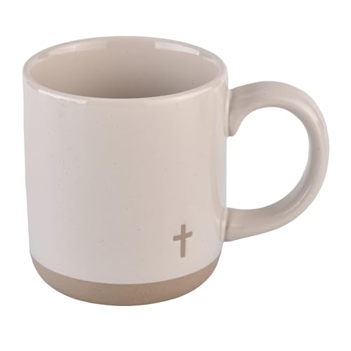 Sweet Water Decor Cross - Bottom Corner Stoneware Coffee Mugs - 14oz Cute Coffee Mugs for Hot & Cold Drinks - Dishwasher & Microwave Safe - Christian Gifts for Women and Men - Ideal Espresso Mugs - style: Cross - Bottom Corner