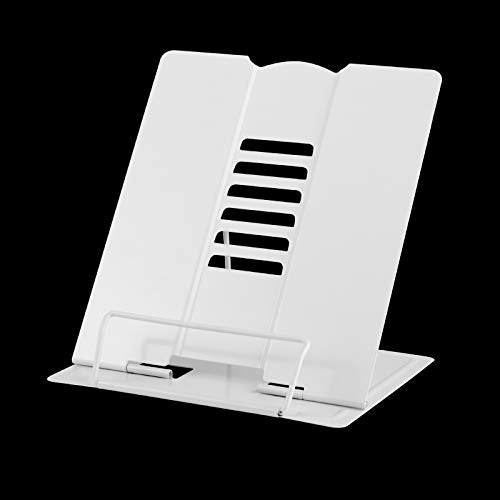 Large Book Stand Metal for Reading, Book Holder Adjustable Cookbook Holder - color: White
