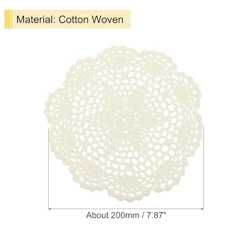uxcell Crochet Doilies, 8Pcs 8" - Handmade Crochet Cotton Coaster, Round Lace Placemats with Floral Patterns for Wedding Party Decoration (Beige) - color: Beige
