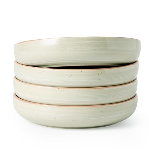 famiware Meteor 33 oz Pasta Bowls Set of 4, Matcha Green - color: Matcha Green, size: Set of 4