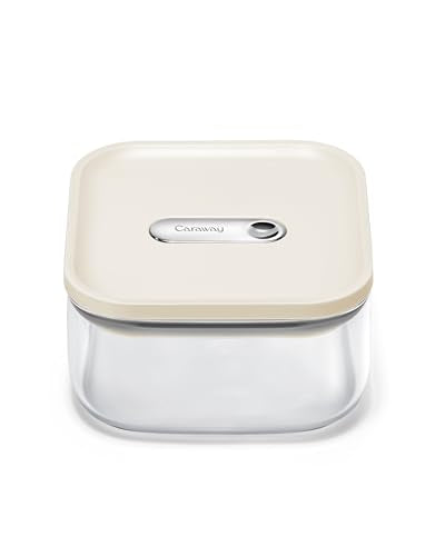 Caraway 1 qt Glass Airtight Food Storage Container with Lid - color: Cream, size: 1qt Container
