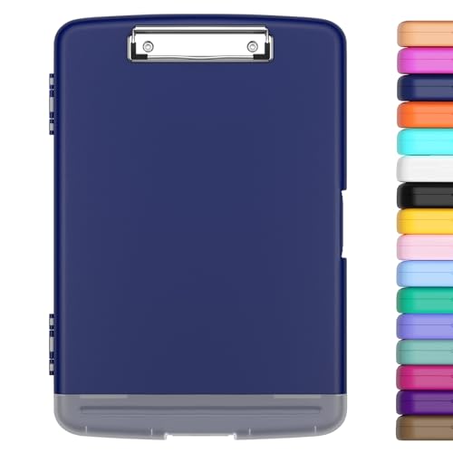 Hongri Clipboard with Storage with Pencil Case, 8.5 x 11 Storage Clip Board - color: Navy Blue
