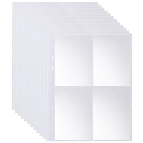 640 Pockets 6 Ring A5 Binder Sleeves, JIQEZNL Premium 4 Pocket Card Binder Sleeves, 2.5x3.5 Double Side A5 Inserts for 6 Ring Binder, A5 Small Plastic Sleeves for Trading, Baseball Card, Photocard - size: 80 Sheets | Clear