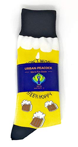 Urban Peacock Men's Novelty Fun Dress Socks Multiple Patterns/Multi-pair Options! - color: Beers - Yellow & Black