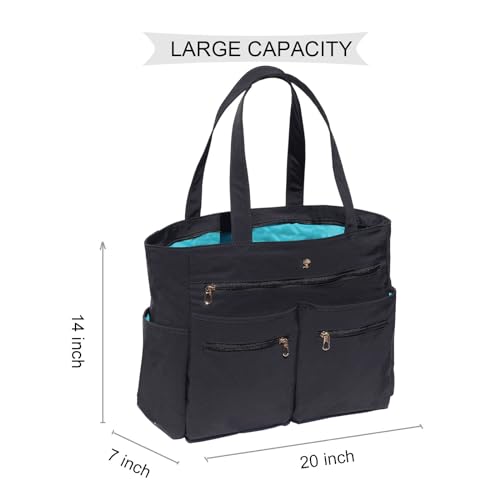 Weekender Bag Carry On Bag Overnight Tote Travel Duffle with 13 Pockets for Travel,Work，Gym,Beach,Teacher,Nurse - color: BLACK