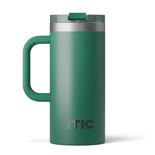 RTIC 16oz Road Trip Travel Mug with Lid and Handle, Ceramic Lined, Pine Tree - color: Pine Tree, size: 16 Ounces