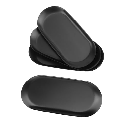 8 Pack 7 Inch Oval Stainless Steel Decorative Tray, Stainless Steel Tea Fruit Tray, 7 inch Black Oval Trays for Bathroom Vanity, Jewelry, Perfume & Key Organizer (Black) - size: 8 Pack 7 Inch
