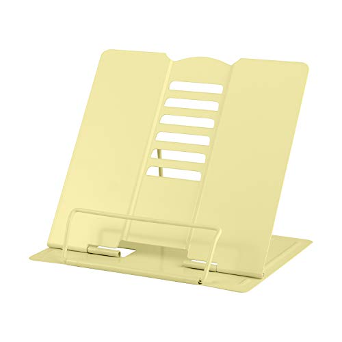 MSDADA Desk Book Stand Metal Reading Book Holder Adjustable Cookbook Holder - color: Light Yellow