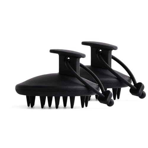SEVENY Soft Silicone Shampoo Brush, Black, Pack of 2 - color: Black