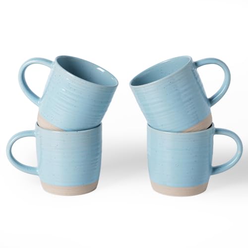 famiware Coffee Mugs Set of 4, 13 oz Mug Set, Ceramic Cup Set with Handle - color: Constellation- Ice Blue, size: 4 Count (Pack of 1)