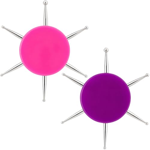 2pcs Nail Dotting Tool, 6-in-1 Metal Dotting Tool Nail Art, 2 Colors - color: Purple, Pink, 2pcs