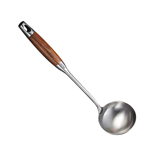 Soup Ladle,304 Stainless Steel Cooking Ladle with Wooden Handle,14.6Inch - style: Soup Ladle-wood handle