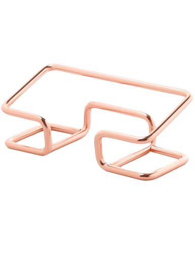 Business Card Holder for Desk, Cute Metal Card Organizers and Office Desk Accessories for Men and Women (Rose gold) - color: Rose gold