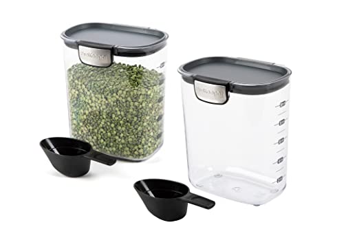 Progressive International ProKeeper+ Clear Plastic Airtight Food Baker's Kitchen Storage Organization Container Canister Set with Magnetic Accessories, 2- Piece Set (Grain 2.5-Quart)