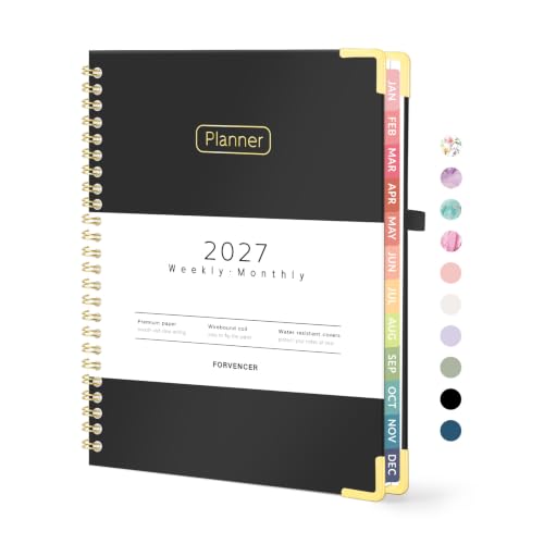 Forvencer 2027 Planner, Hardcover Calendar Planner Jan - Dec 2027, 6"x8" - color: Black, size: 6.3"x8.4" (Jan 2027 - Dec 2027)