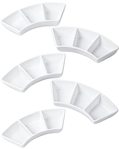 DELLING Ceramic Dipping Sauce Bowls Set - 3 Oz Dipping Dishes- Small Bowls for Sushi, BBQ or Fondue - Great for Different Sauce and Dip, Set of 5